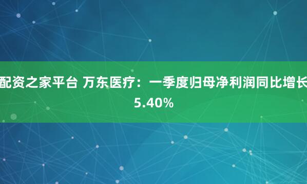 配资之家平台 万东医疗：一季度归母净利润同比增长5.40%